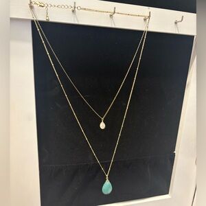 Elegant Gold and Turquoise Layered Necklace